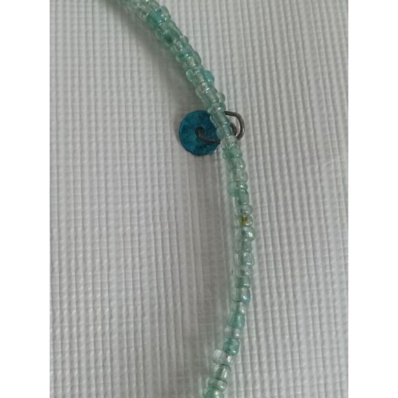 Relativity Blue & Silver Beaded Sequined Bib Style  Memory Wire Choker Necklace - Picture 5 of 9